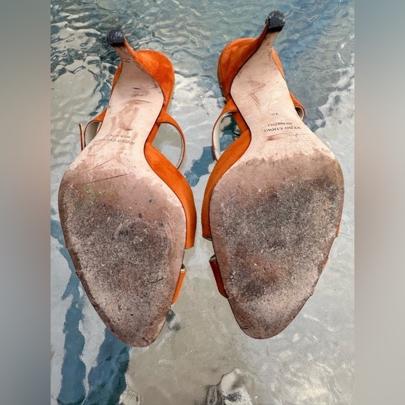 Bettye Muller Suede Orange Sandals, size Euro 39, US 8.5 - Picture 3 of 5